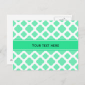 Carte Postale Motif Quatrefoil vert Mint Seafoam (Devant / Derrière)