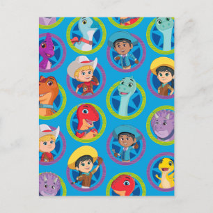 Carte Postale Motif Ranch de dinosaures colorés