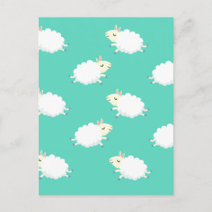 Carte Postale Motif répétitif des moutons mignons