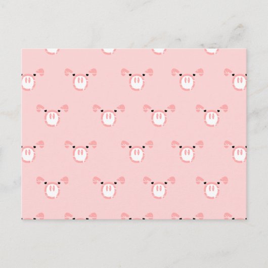 Carte Postale Motif répétitif face de porc rose (Devant)