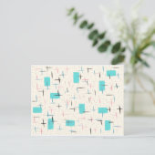 Carte postale Motif Retro Atomic Turquoise (Debout devant)