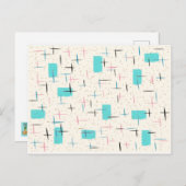Carte postale Motif Retro Atomic Turquoise (Devant / Derrière)