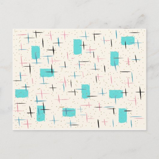 Carte postale Motif Retro Atomic Turquoise (Devant)