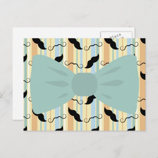 Carte Postale Motif rétro Black Handlebar Mustache Bowtie (Devant / Derrière)