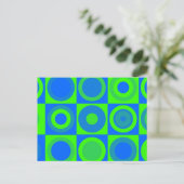 Carte Postale Motif Rétro Bleu Et Vert (Debout devant)