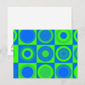 Carte Postale Motif Rétro Bleu Et Vert (Devant / Derrière)
