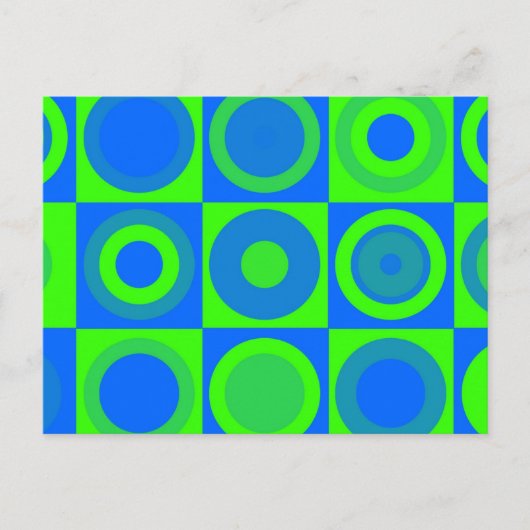 Carte Postale Motif Rétro Bleu Et Vert (Devant)