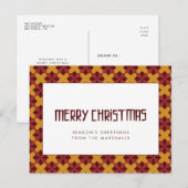 Carte Postale Motif rétro du milieu du siècle Joyeux Noël (Devant / Derrière)