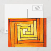 Carte Postale motif rétro jaune carré Art déco (Devant / Derrière)