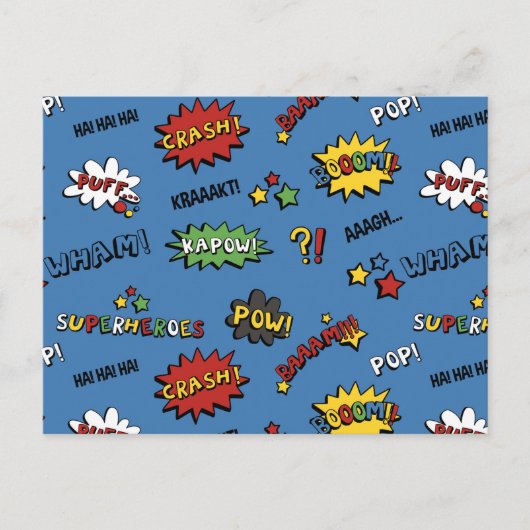 Carte Postale Motif Retro Superhero Enfants (Devant)