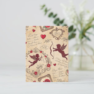 Carte Postale Motif romantique de vintage Cupid (2)