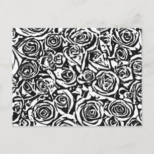 Carte Postale Motif Rose Abstrait moderne, noir et blanc
