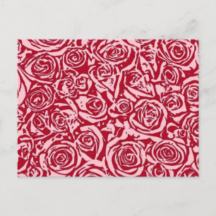 Carte Postale Motif Rose Abstrait moderne, Rose rouge et rose