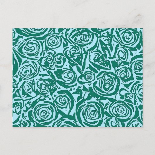 Carte Postale Motif Rose Abstrait moderne, Turquoise et Aqua (Devant)