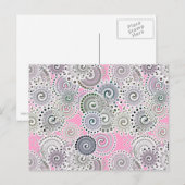 Carte Postale Motif, rose et gris (Devant / Derrière)