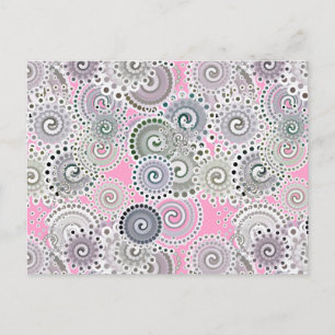 Carte Postale Motif, rose et gris
