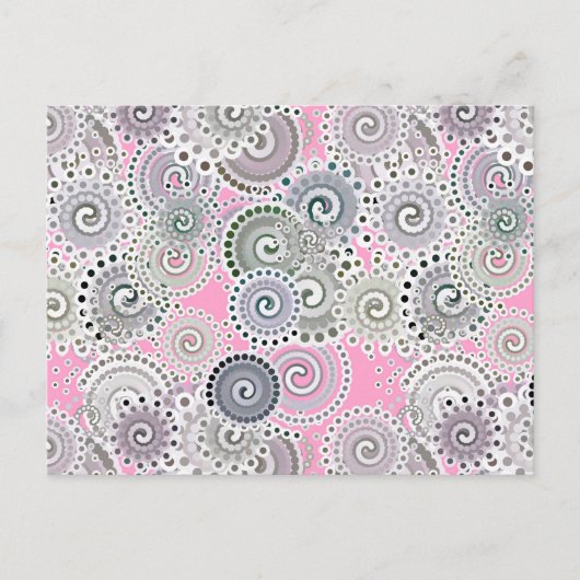 Carte Postale Motif, rose et gris (Devant)