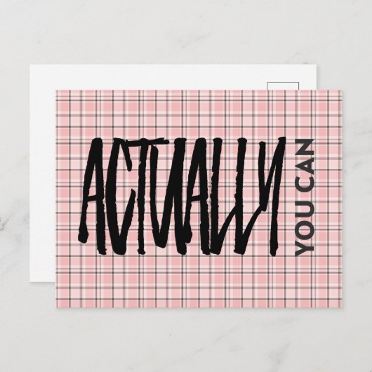 Carte Postale Motif rose Plaid En Fait Vous Pouvez Citer Positif (Devant / Derrière)