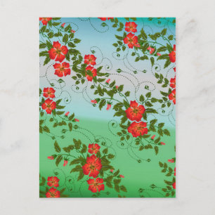 Carte Postale Motif rouge et vert
