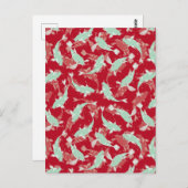 Carte Postale Motif rouge et vert - Koi Fish (Devant / Derrière)