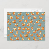 Carte Postale Motif sans couture de renard et de papillon (Devant / Derrière)