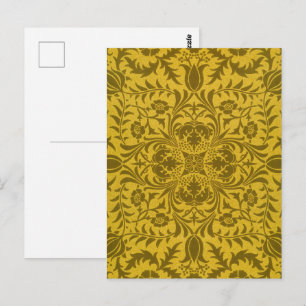 Carte Postale Motif sans couture de vignes dorées jaunes de Will