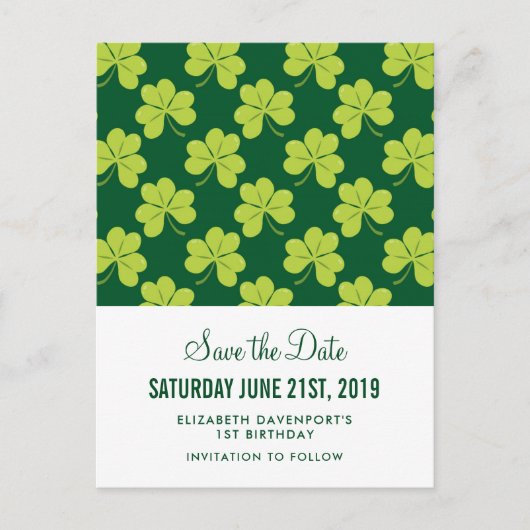 Carte Postale Motif Shamrock de trèfle vert mou Enregistrer la d (Devant)