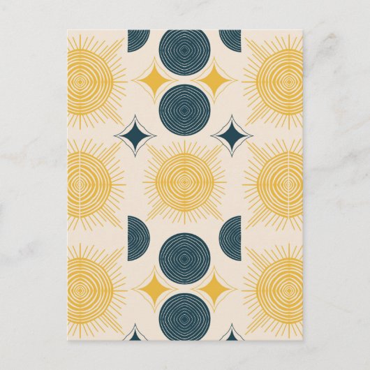Carte Postale Motif Soleil Lune Céleste Boho (Devant)