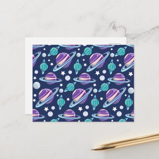 Carte Postale Motif spatial, Planètes, Étoiles, Galaxie, Cosmos (Devant/Arrière en situation)