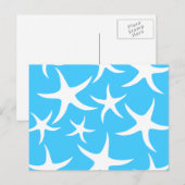 Carte Postale Motif Starfish, bleu turquoise clair et blanc. (Devant / Derrière)