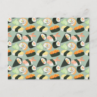 Carte Postale Motif Sushi aquarelle