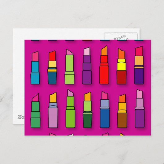 Carte Postale Motif tendance, rouge à lèvres girly (Devant / Derrière)