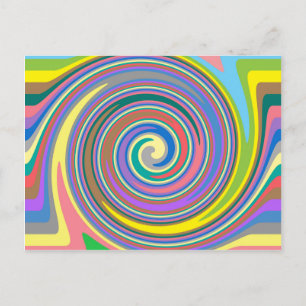 Carte Postale Motif tourbillon arc-en-ciel coloré