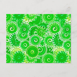 Carte Postale Motif tourbillon fractal, nuances vert émeraude