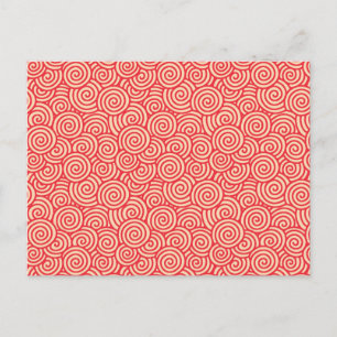 Carte Postale Motif tourbillon japonais - corail orange
