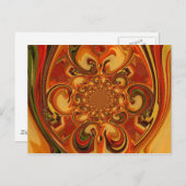 Carte Postale Motif tourbillonnant : Tons d'orange, Brown et ver (Devant / Derrière)