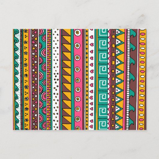 Carte Postale Motif tribal coloré (Devant)