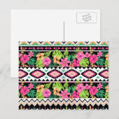 Carte Postale Motif tribal Fleur sauvage rose (Devant / Derrière)