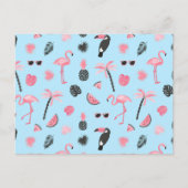 Carte Postale Motif tropical d'été rose et bleu (Devant)