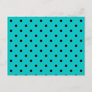 Carte Postale Motif turquoise et noir Polka Dot.