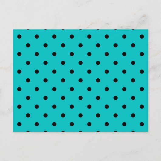 Carte Postale Motif turquoise et noir Polka Dot. (Devant)