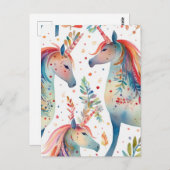 Carte Postale Motif Unicorn (Devant / Derrière)