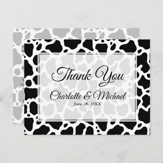 Carte postale Motif Vache Merci Arrière - plan Mar (Devant / Derrière)