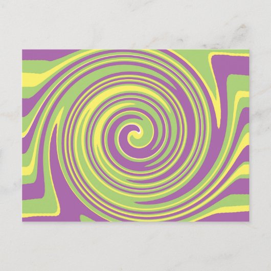 Carte Postale Motif vert jaune et violet (Devant)