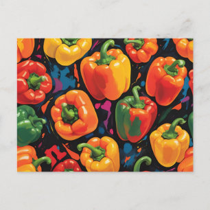 Carte Postale Motif vibrant de poivron dynamique