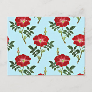 Carte Postale Motif vintage à fleurs rouges