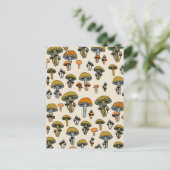 Carte Postale Motif vintage de champignons (Debout devant)