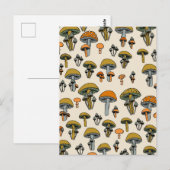 Carte Postale Motif vintage de champignons (Devant / Derrière)