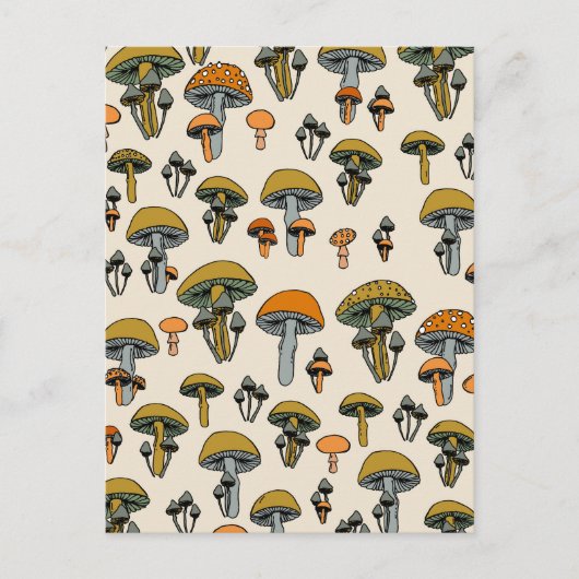 Carte Postale Motif vintage de champignons (Devant)