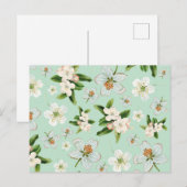 Carte Postale Motif vintage de fleurs de printemps (Devant / Derrière)